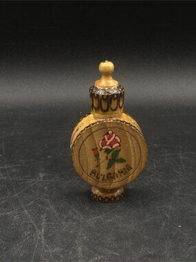 Bulgarian Rose on Wooden Folk Art Perfume Bottle Holder Rose Fragrance